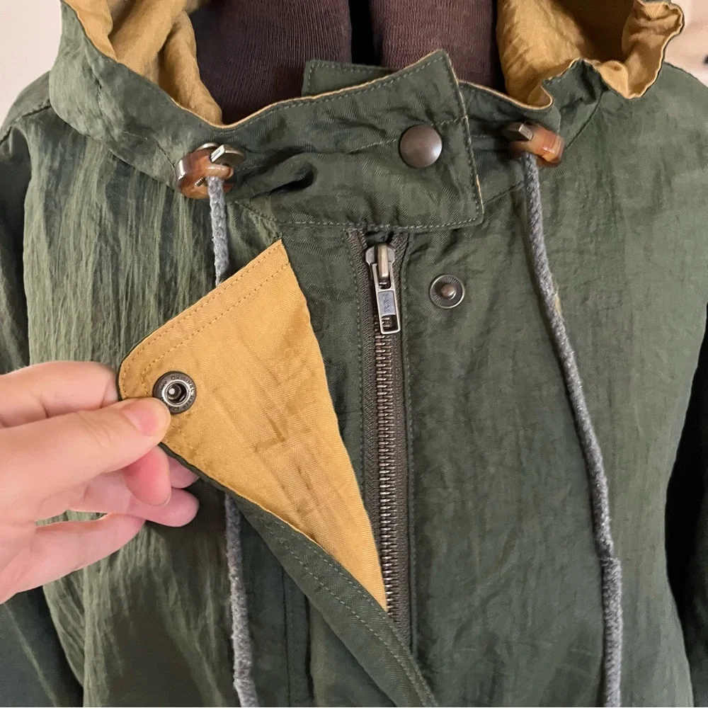 Eddie Bauer Utility Jacket Women's M Olive Green Hoodie WeatherEdge Coat Vintage